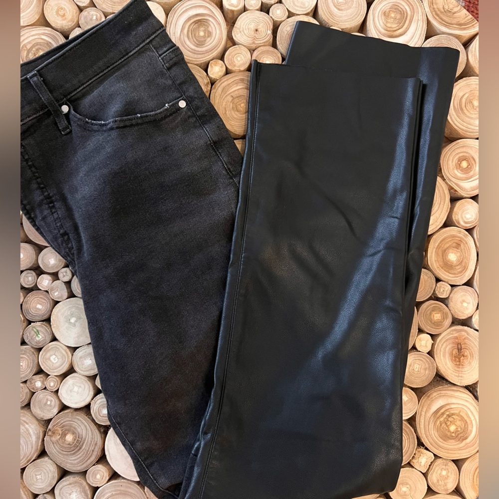 Express Black/Leather Bottom Jeans